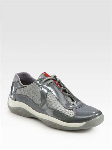 prada grey red sneakers|black and grey Prada sneakers.